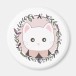 Cute Kitten Framed by Flowers Magnet