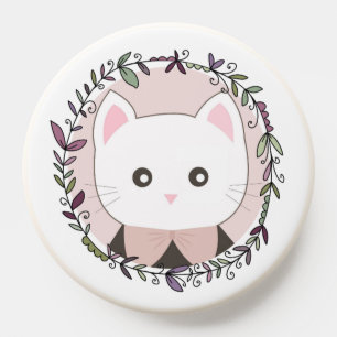 Cute Kitten Framed by Flowers PopSocket