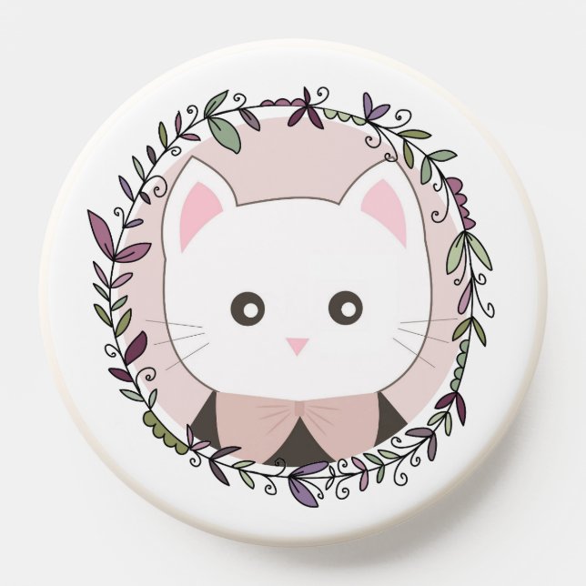 Cute Kitten Framed by Flowers PopSocket (Popsocket)