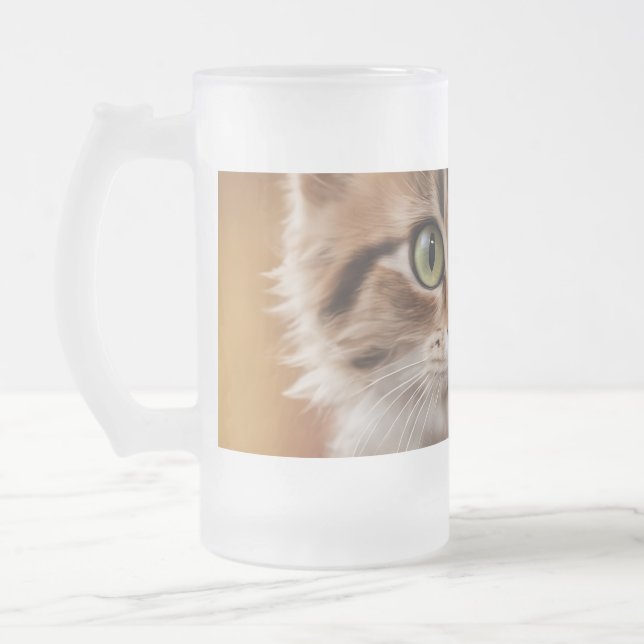 Cute Kitten  Frosted Glass Beer Mug (Left)