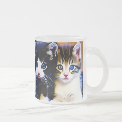 cute kitten frosted glass coffee mug