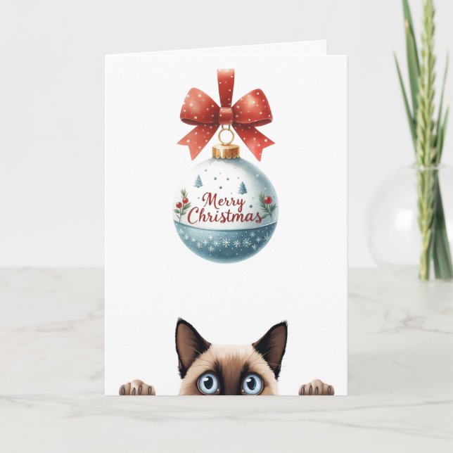 Cute Kitten Funny Cat Christmas  Card (Front)