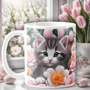 Cute Kitten Garden Cat Lover Name Mug