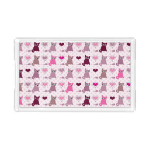 Cute kitten girls pattern acrylic tray