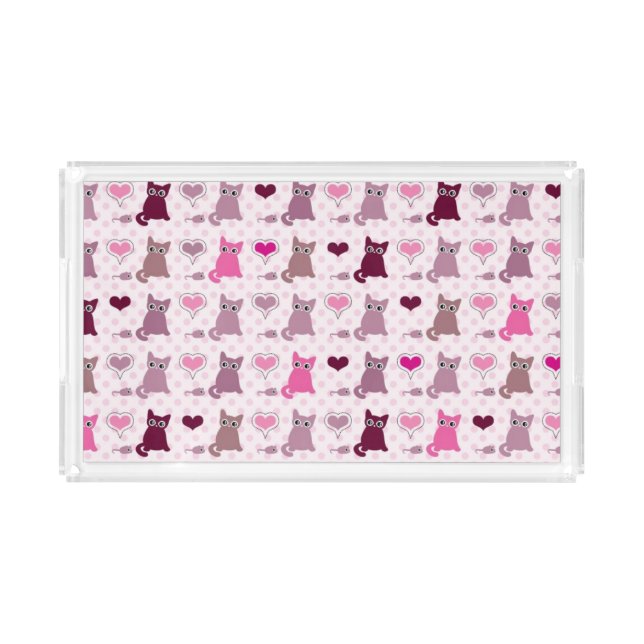 Cute kitten girls pattern acrylic tray (Front)