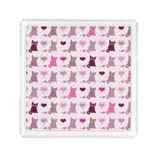 Cute kitten girls pattern acrylic tray