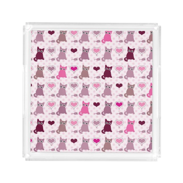 Cute kitten girls pattern acrylic tray (Front)