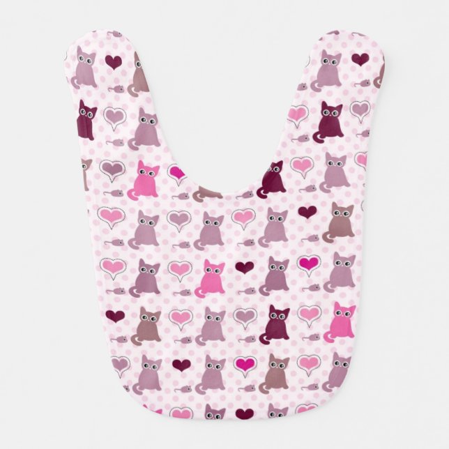 Cute kitten girls pattern bib (Front)