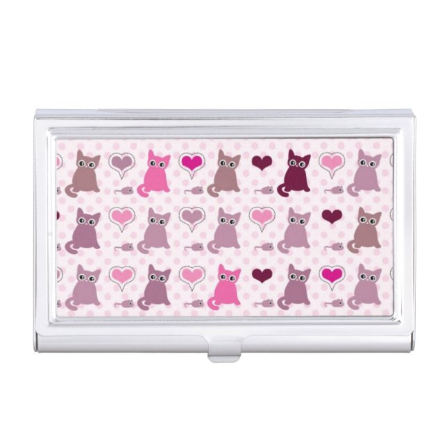 Cute kitten girls pattern business card case (Front)