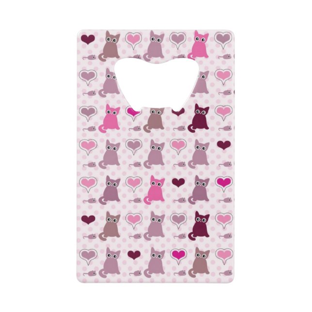 Cute kitten girls pattern credit card bottle opener (Front)