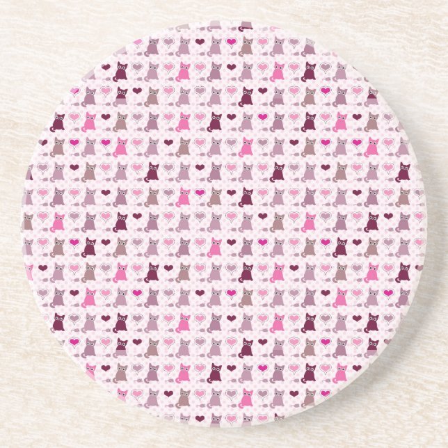 Cute kitten girls pattern drink coaster (Front)