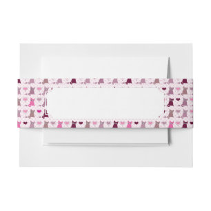 Cute kitten girls pattern invitation belly band
