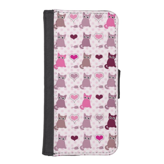 Cute kitten girls pattern iPhone wallet case (Front)