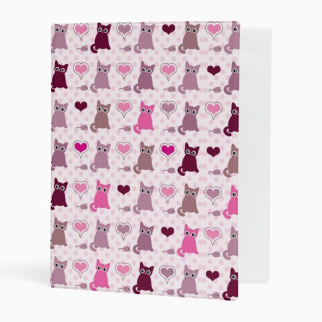 Cute kitten girls pattern mini binder (Front/Inside)