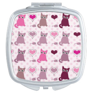 Cute kitten girls pattern mirror for makeup