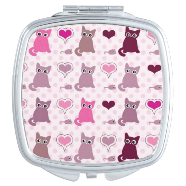 Cute kitten girls pattern mirror for makeup (Front)