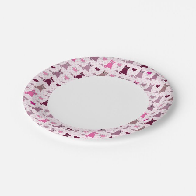 Cute kitten girls pattern paper plates (Angled)