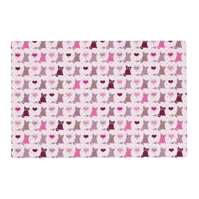 Cute kitten girls pattern placemat (Front)