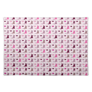 Cute kitten girls pattern placemat
