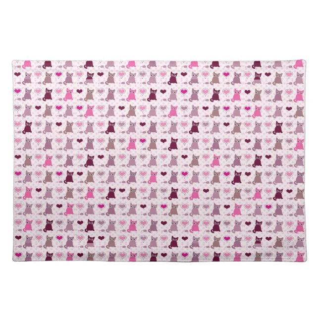 Cute kitten girls pattern placemat (Front)