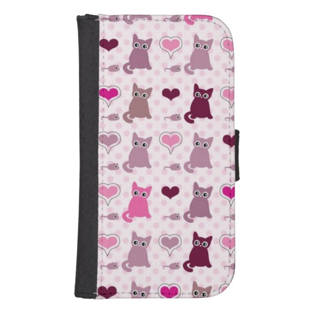 Cute kitten girls pattern samsung galaxy wallet case (Front)