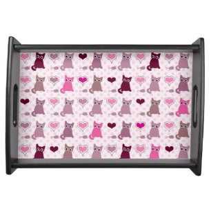 Cute kitten girls pattern serving tray
