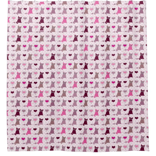 Cute kitten girls pattern shower curtain (Front)