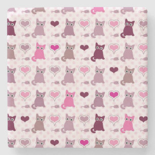Cute kitten girls pattern stone coaster
