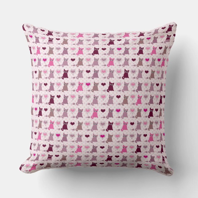 Cute kitten girls pattern throw pillow (Front)