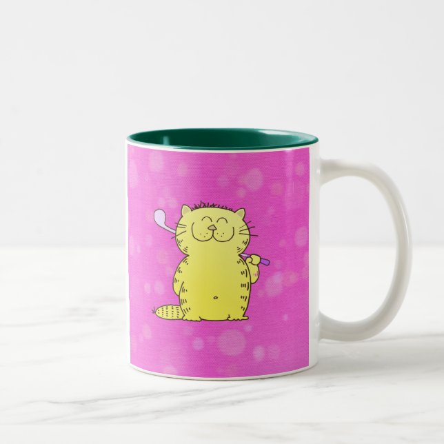 Cute Kitten Golf Two-Tone Coffee Mug (Right)