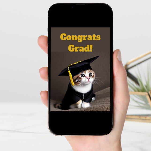 Cute Kitten Graduation  Card (Front Digital)