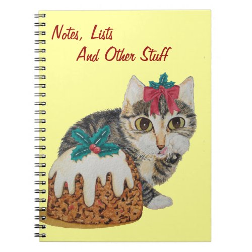 cute kitten gray tabby licking paw cat notebook