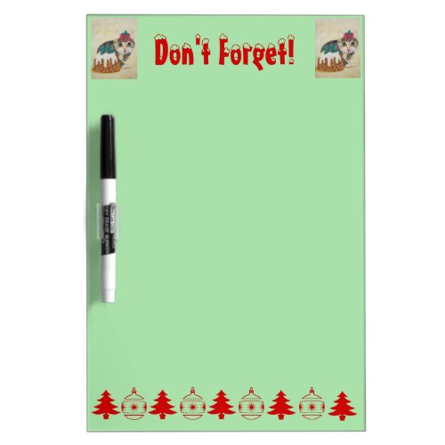 cute kitten gray tabby licking paw christmas Dry_Erase board