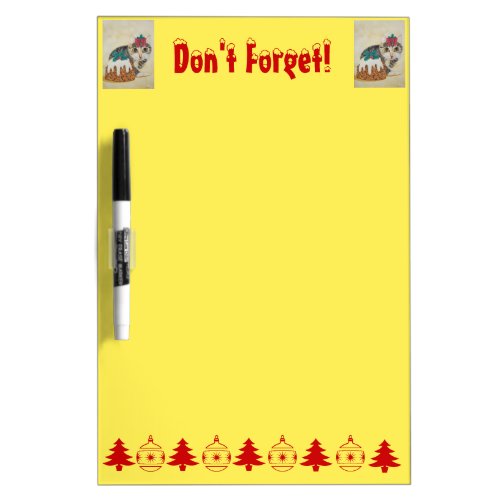 cute kitten gray tabby licking paw christmas Dry_Erase board