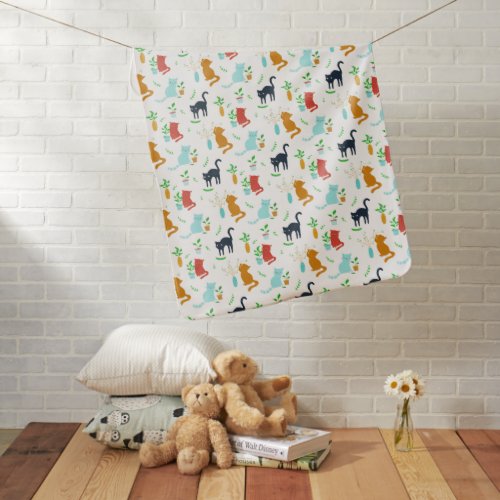 Cute Kitten Greenery Adventure Baby Blanket