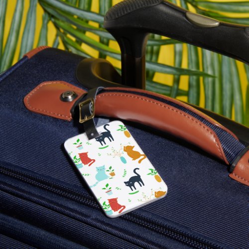 Cute Kitten Greenery Adventure Luggage Tag