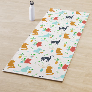 Cute Kitten Greenery Adventure Yoga Mat