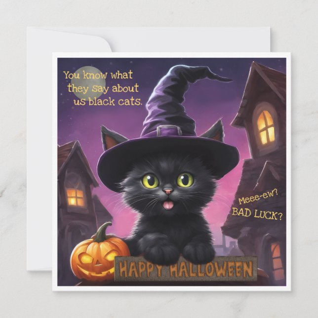 Cute Kitten Halloween Card (Front)