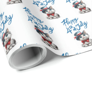 Cute Kitten Happy 4th of July Gift Wrapping Paper