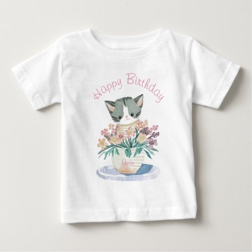 Cute Kitten  Happy Birthday Daughter Baby T_Shirt