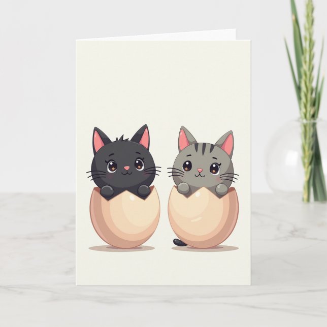 Cute Kitten Hatchling Announcement Card (Front)