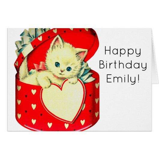 Cute Kitten Heart Vintage Cat Retro Kitty (Front Horizontal)