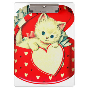 Cute Kitten Heart Vintage Cat Retro Kitty Clipboard