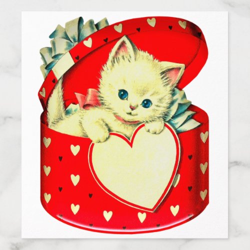 Cute Kitten Heart Vintage Cat Retro Kitty Envelope Liner