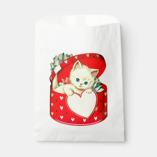 Cute Kitten Heart Vintage Cat Retro Kitty Favor Bag