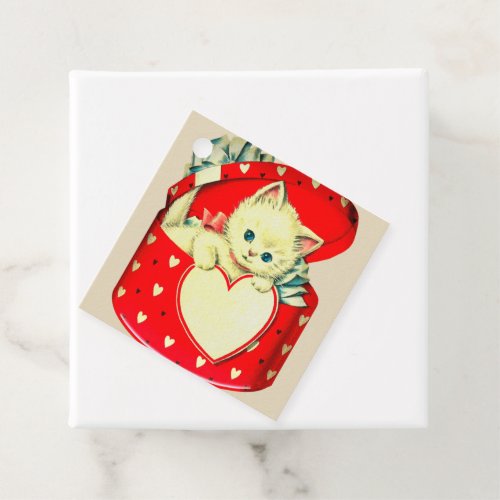 Cute Kitten Heart Vintage Cat Retro Kitty Favor Tags