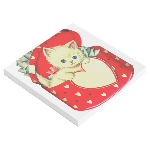 Cute Kitten Heart Vintage Cat Retro Kitty Gallery Wrap