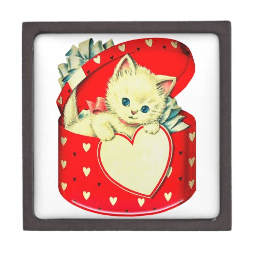Cute Kitten Heart Vintage Cat Retro Kitty Gift Box