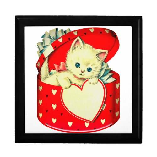 Cute Kitten Heart Vintage Cat Retro Kitty Gift Box