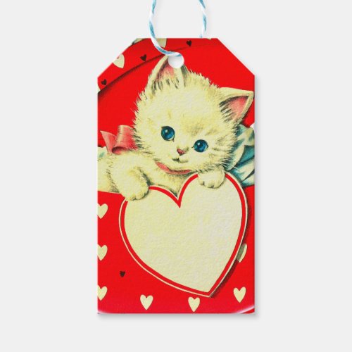 Cute Kitten Heart Vintage Cat Retro Kitty Gift Tags